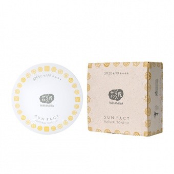 WHAMISA Łagodzący krem ochronny w kompakcie Organic Flowers Sun Pact SPF50+/ PA++++ Tone Up 16g