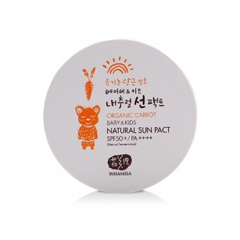 WHAMISA Przeciwsłoneczny krem w kompakcie dla dzieci Organic Carrot Baby&Kids Natural Sun Pact SPF50+ PA++++ 16g