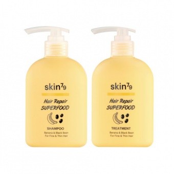 SKIN79 Szampon + odżywka dla cienkich i rzadkich włosów Hair Repair Superfood Shampoo + Treatment Banana & Black Bean ZESTAW
