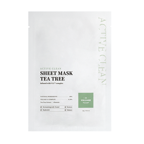 VILLAGE 11 Maseczka w płacie na niedoskonałości Active Clean Sheet Mask Tea Tree 23g