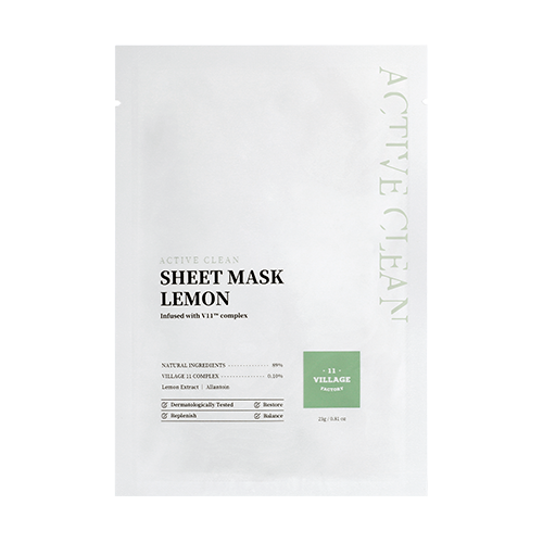 VILLAGE 11 Rozjaśniająca maseczka w płacie Active Clean Sheet Mask Lemon 23g