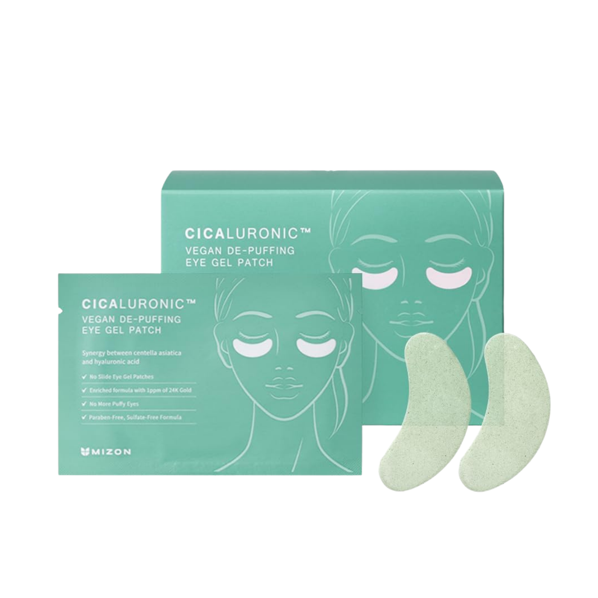 MIZON Płatki hydrożelowe pod oczy Cicaluronic Vegan De-Puffing Eye Gel Patch 